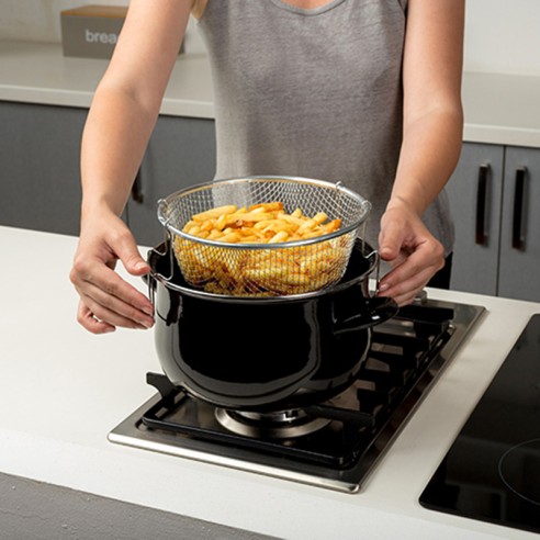 Емайлирана касерола с метална кошница за пържени картофи 24см NAVA - 10