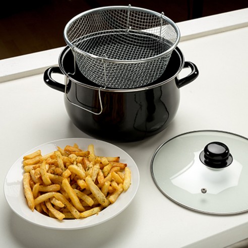 Емайлирана касерола с метална кошница за пържени картофи 24см NAVA - 12