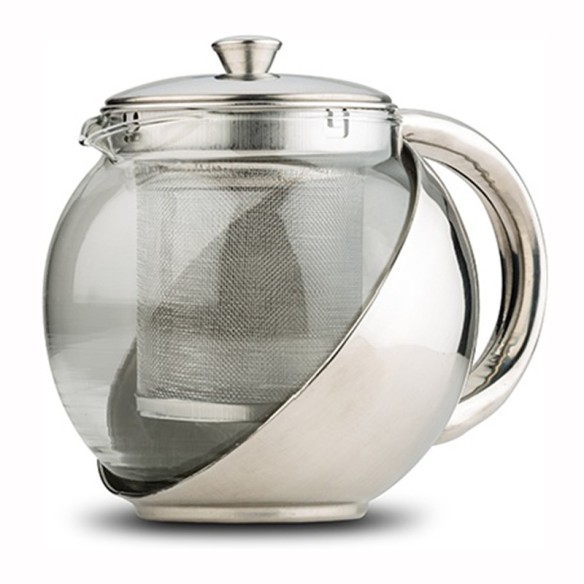 Стъклен чайник с корпус и цедка от неръждаема стомана 500мл NAVA