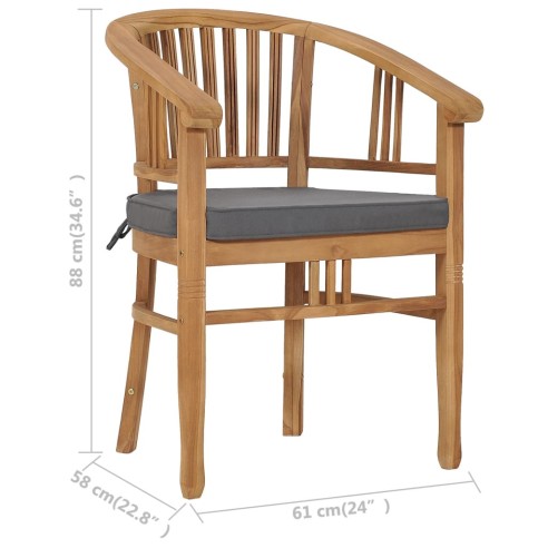 Градински столове с възглавници, 2 бр., тиково дърво масив - 8