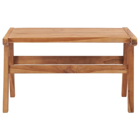 Градински стол с подложка за крака, тиково дърво масив - 11