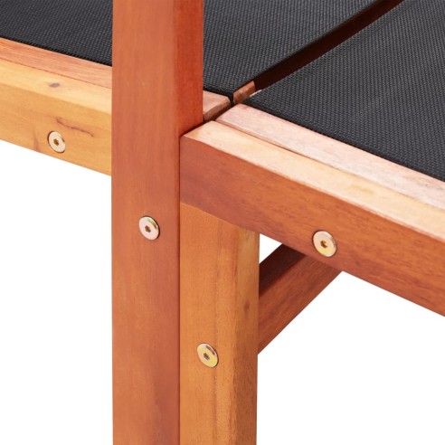 Градински стол с подложка за крака, евкалипт масив и textilene - 7