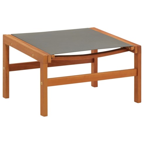 Градински стол с подложка за крака сив евкалипт масив textilene - 6