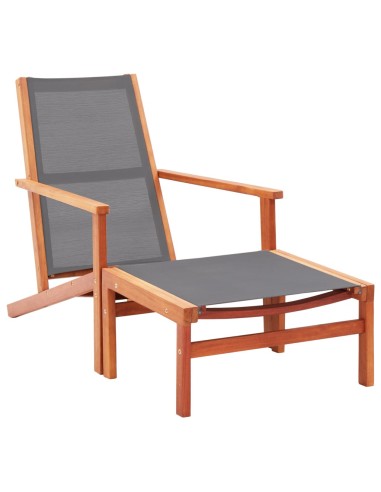 Градински стол с подложка за крака сив 64 x 92 x 83 см - 1