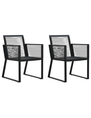 Градински столове, 2 бр., черни, PVC ратан - 1