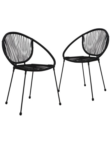 Градински столове, 2 бр., PVC ратан, черни - 1