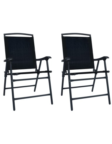 Сгъваеми градински столове, 2 бр., textilene, черни - 1