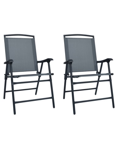 Сгъваеми градински столове, 2 бр., textilene, сиви - 1