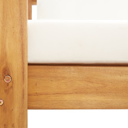 Градински стол с кремава възглавница, акация масив - 5