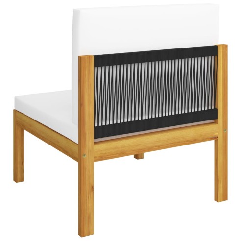 Градински среден диван с възглавници, акация масив - 4