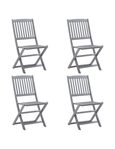 Сгъваеми градински столове, 4 бр., 48,5 x 57 x 91 см сиви - 1