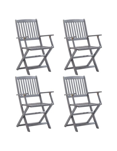 Сгъваеми градински столове, 4 бр., 54 x 57 x 91 сив - 1