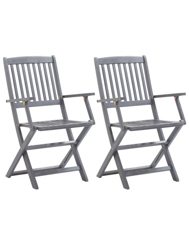 Сгъваеми градински столове, 2 бр., 54 x 57 x 91 сив - 1