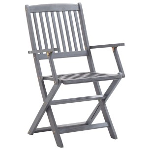 Сгъваеми градински столове, 2 бр., 54 x 57 x 91 сив - 1 2