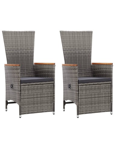 Накланящи се градински столове с възглавници 2 бр. 58 x 62x 108 сиви - 1