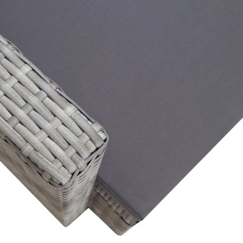 Градински стол с възглавници, полиратан, сив - 5