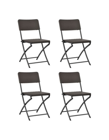 Сгъваеми градински столове, 4 бр., HDPE и стомана, кафяви - 1