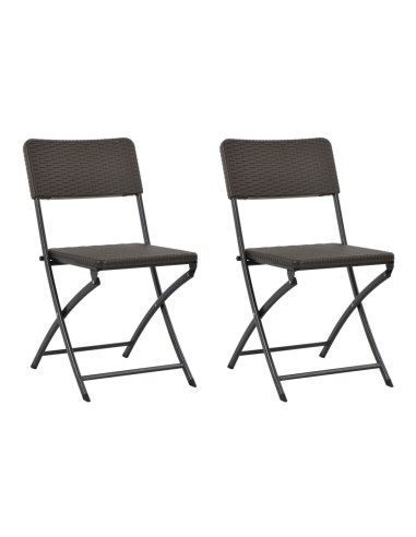 Сгъваеми градински столове, 2 бр., HDPE и стомана, кафяви - 1