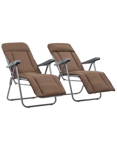 Сгъваеми градински столове с възглавници, 2 бр., кафяви - 1