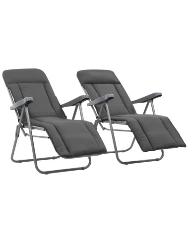 Сгъваеми градински столове с възглавници, 2 бр., сиви - 1