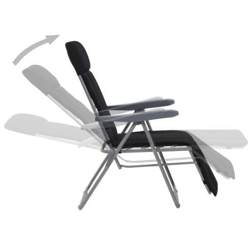 Сгъваеми градински столове с възглавници, 2 бр., черни - 3