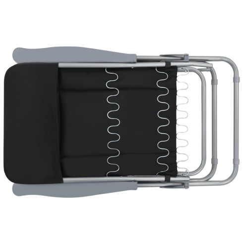 Сгъваеми градински столове с възглавници, 2 бр., черни - 7