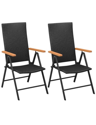 Стифиращи градински столове, 2 бр., 55 x 64 x 105 см, черни - 1