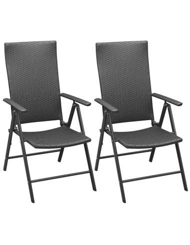 Стифиращи градински столове, 2 бр.-черни 55 x 64 x 105 см, - 1