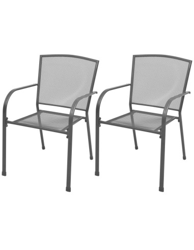 Стифиращи градински столове, 2 бр., стомана, сиви - 1