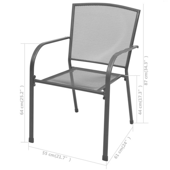 Стифиращи градински столове, 2 бр., стомана, сиви - 6