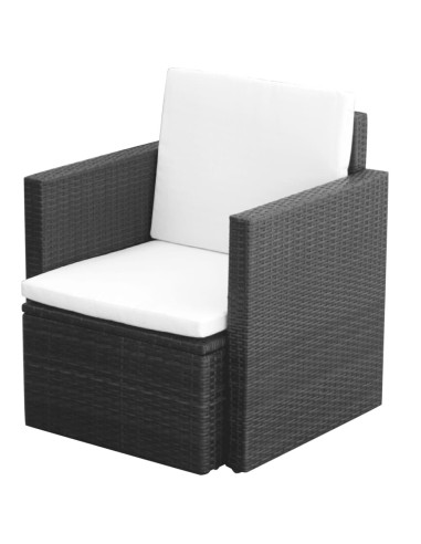 Градински стол с възглавници, 65 x 65 x 73 cм, черен - 1