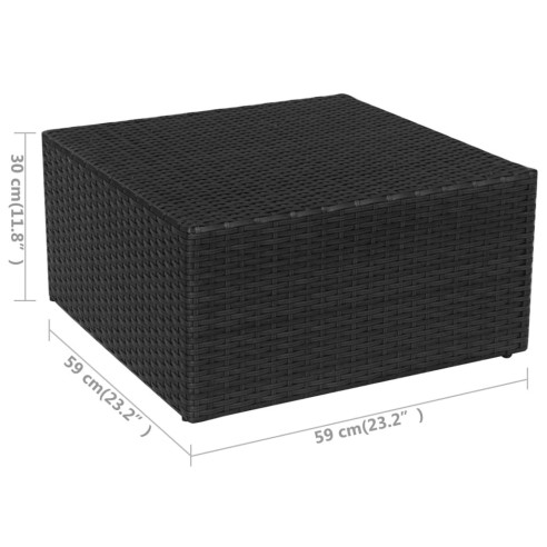 Градински стол с табуретка, черен полиратан - 12