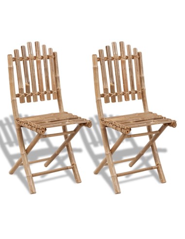 Сгъваеми градински столове, 2 бр., бамбук - 1