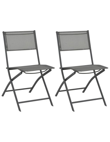 Сгъваеми градински столове, 2 бр., стомана и Textilene - 2