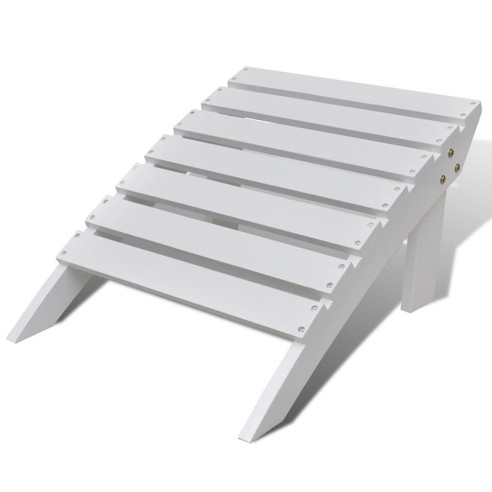 Градински стол с табуретка, дърво, бял - 7