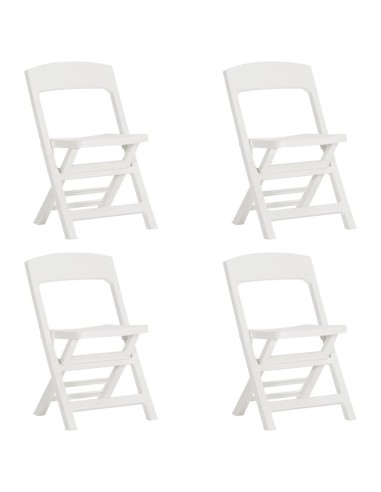 Сгъваеми градински столове, 4 бр., PP, бели - 1