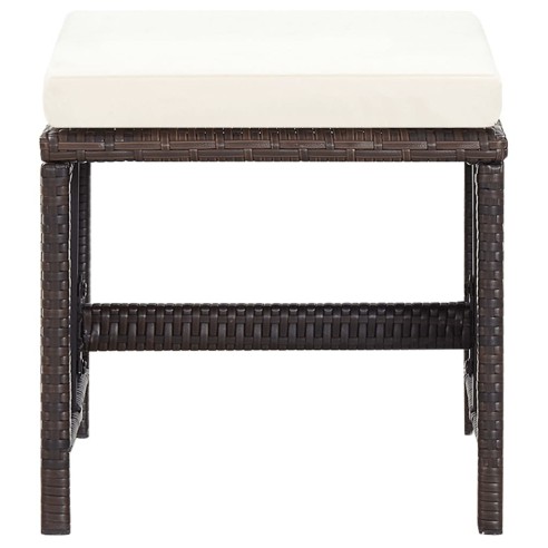 Комплект от 4 части градински стол и табуретка полиратан кафяво - 9