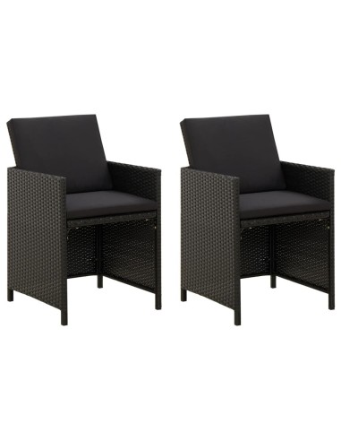 Градински столове с възглавници, 2 бр., 52 x 60 x 85 cм, черни - 1