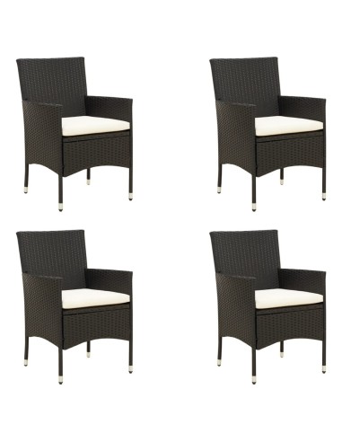 Градински столове с възглавници, 4 бр., 61 x 60 x 88 cм, черни - 1