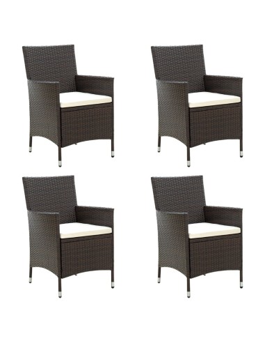Градински столове с възглавници, 4 бр., 61 x 60 x 88 cм, кафяви - 1