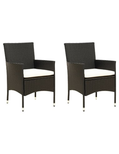 Градински столове с възглавници, 2 бр., 61 x 60 x 88 cм, черни - 1