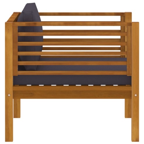 Градински стол с тъмносиви възглавници, акация масив - 3