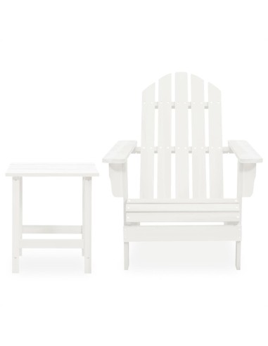 Градински стол "Адирондак" с маса, чам масив, бели - 1