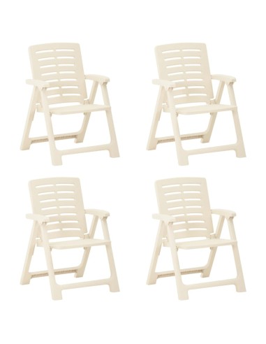 Градински столове, 4 бр., пластмаса, бели - 1
