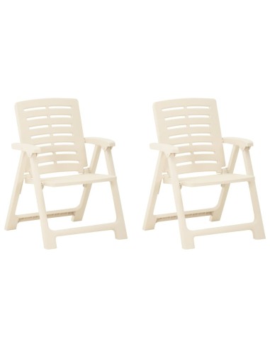 Градински столове, 2 бр., пластмаса, бели - 1