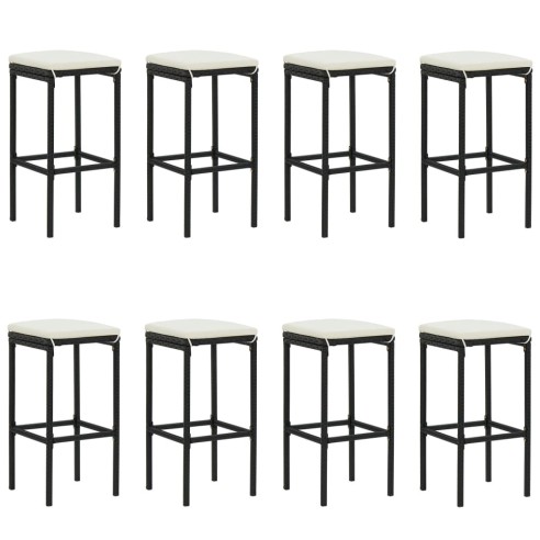 Градински бар комплект с възглавници, 9 части, черен - 6