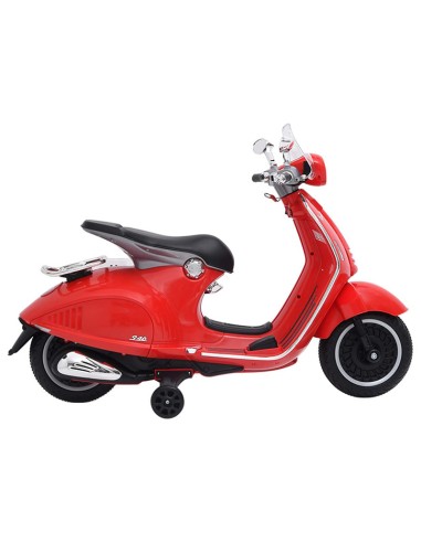 Детски електрически мотоциклет 108х49х75 см Vespa, червен - 1