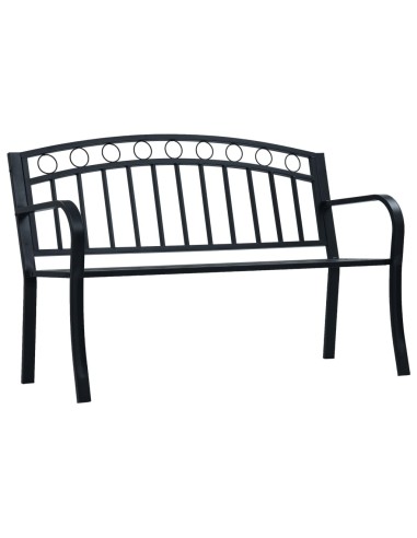 Градинска пейка, черна, стомана- 125 x 53 x 84 см - 1