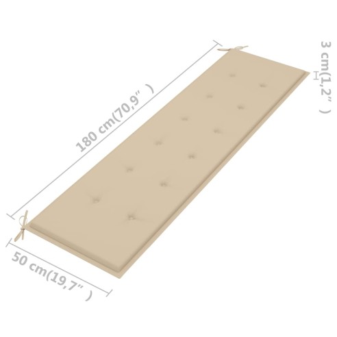 Възглавница за градинска пейка, бежова, 180x50х3 см - 5