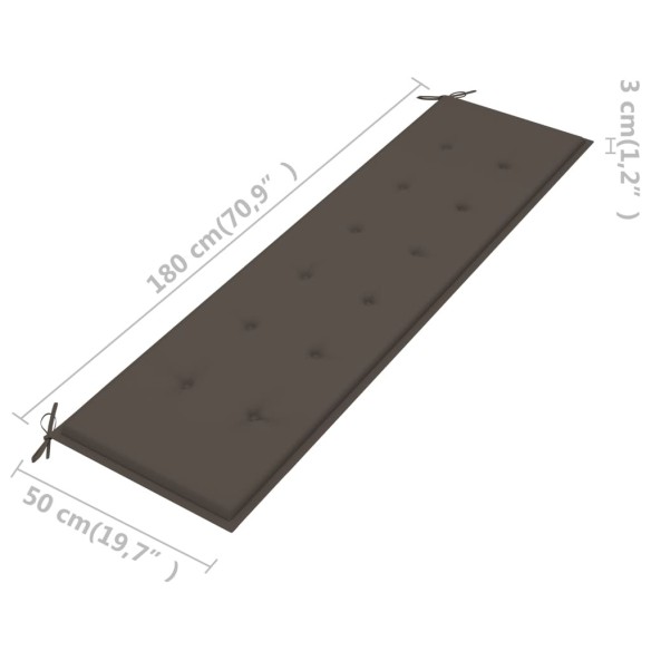 Възглавница за градинска пейка, таупе, 180x50х3 см - 5